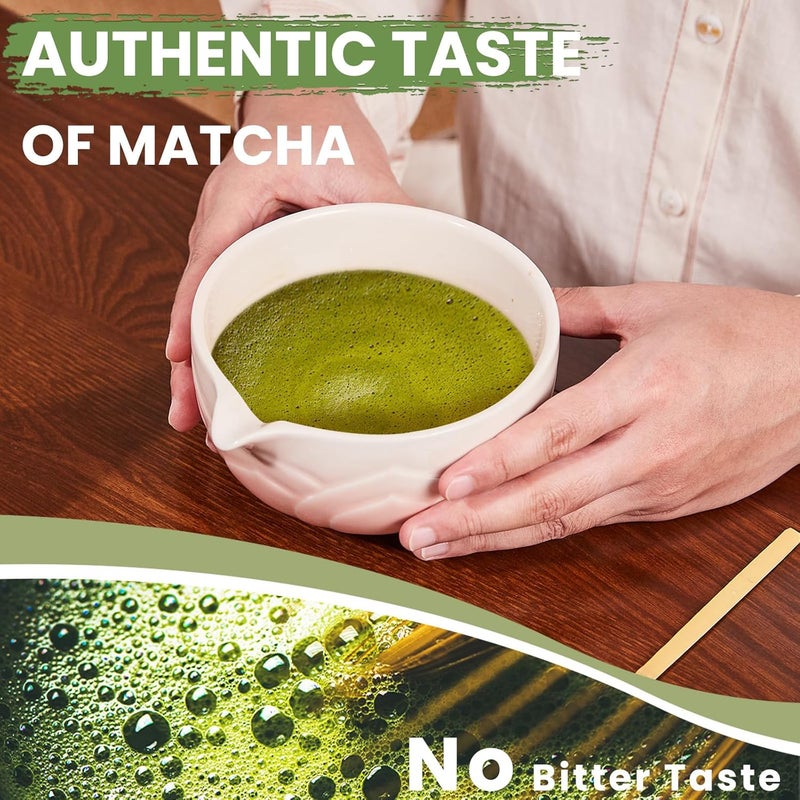 RANERANE Matcha Whisk Set, Lotus Gradient Pink Ceramic Matcha Set Includes Matcha Bowl, Matcha Whisk (Chasen) and Holder, Sifter, Bamboo Scoop & Spoon - 6 Pcs Matcha Kit for Matcha Lovers - Image 5